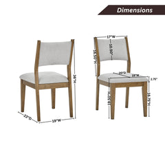 Parker Upholstered Dining Chairs, Set of 2, Light Oak and Gray
