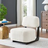 Solara Modern Accent Chair with Solid Wood Frame, White
