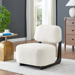 Solara Modern Accent Chair with Solid Wood Frame, White