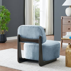 Solara Modern Accent Chair with Solid Wood Frame, Blue