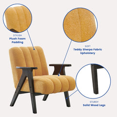 Rella Modern Teddy Sherpa Accent Chair with Espresso Wood Frame