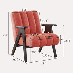Rella Modern Teddy Sherpa Accent Chair with Espresso Wood Frame