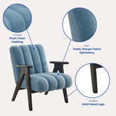 Rella Modern Teddy Sherpa Accent Chair with Espresso Wood Frame
