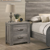 Floren Contemporary Wood Two-Drawer Nightstand, Weathered Gray