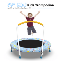 36inch Mini Trampoline for Kids Ages 1-6 Indoor Outdoor Trampoline with Handle Fun for Kids
