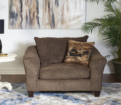 Camero Fabric Pillowback Arm Chair, Brown