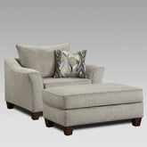 Camero Cafe Fabric 2-Piece Living Room Set, Accent Chair and Ottoman, Gray