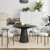 Corff 5-Piece Round Dining Set, Pedestal Dining Table with 4 Boucle Chairs