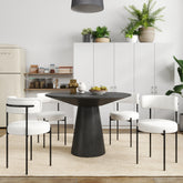Corff 5-Piece Round Dining Set, Pedestal Dining Table with 4 Boucle Chairs