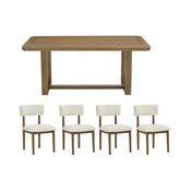 Andus 5-Piece Dining Set, Trestle Dining Table with 4 Stylish Chairs, Light Oak