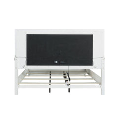Galaxy Upholstered Tufting Panel Bed with LED Lights in Pearlized White, King
