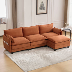 UNITED WE WIN Oversized Modular Sectional Sofa with Movable Ottoman, 102 Inch 4 Seat Modern Corduroy Sofa Set, Convertible L Shaped Couch for Living Room and Office