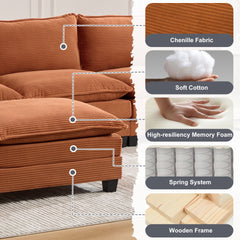 UNITED WE WIN Oversized Modular Sectional Sofa with Movable Ottoman, 102 Inch 4 Seat Modern Corduroy Sofa Set, Convertible L Shaped Couch for Living Room and Office