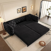 97.7" 3-in-1 Convertible Sleeper Sofa,28.4" Deep Seat Pull Out Sofa Bed,Button Tufted Modern Sofa,4-Seater Couch with Movable Ottoman for Apartment,Office,Bedroom, Black