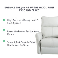 270° Power Swivel Rocker Recliner Chair, PU Leather Electric Glider Reclining Sofa with USB Ports, Power Swivel Glider, Rocking Chair,Nursery Recliners for Living Room Bedroom(Light Gray+270°Swivel)
