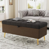 Modern Storage Ottoman Bench Upholstered Bedroom Bench Entryway Storage Ottoman Tufted Ottoman Bench for Living Room, Bedroom and Entryway, Grey