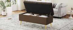 Modern Storage Ottoman Bench Upholstered Bedroom Bench Entryway Storage Ottoman Tufted Ottoman Bench for Living Room, Bedroom and Entryway, Coffee