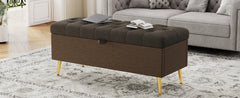 Modern Storage Ottoman Bench Upholstered Bedroom Bench Entryway Storage Ottoman Tufted Ottoman Bench for Living Room, Bedroom and Entryway, Coffee