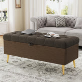 Modern Storage Ottoman Bench Upholstered Bedroom Bench Entryway Storage Ottoman Tufted Ottoman Bench for Living Room, Bedroom and Entryway, Coffee