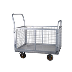 Platform Truck with Cage, 6-in-1 Platform Hand Truck with 6" casters, Rmovable Side, Foldable Heavy Duty Push Cart Dolly W/Swivel Wheel, 1800lbs Capacity, Large Flatbed Utility Carts for Various Situa