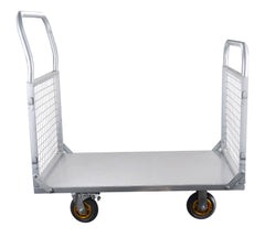 Platform Truck with Cage, 6-in-1 Platform Hand Truck with 6" casters, Rmovable Side, Foldable Heavy Duty Push Cart Dolly W/Swivel Wheel, 1800lbs Capacity, Large Flatbed Utility Carts for Various Situa