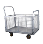 Platform Truck with Cage, 6-in-1 Platform Hand Truck with 6" casters, Rmovable Side, Foldable Heavy Duty Push Cart Dolly W/Swivel Wheel, 1800lbs Capacity, Large Flatbed Utility Carts for Various Situa