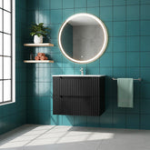 Goodyo 24" Wall Mounted Bathroom Vanity with Sink Floating Bathroom Cabinet Sink Combo, Soft-Close System, 2 Extra Big Drawers, Black