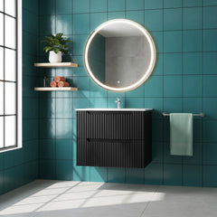 Goodyo 24" Wall Mounted Bathroom Vanity with Sink Floating Bathroom Cabinet Sink Combo, Soft-Close System, 2 Extra Big Drawers, Black