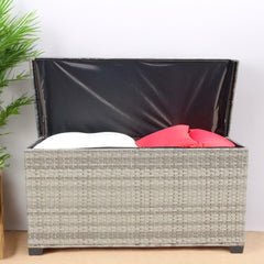 Wicker Patio Furniture Storage Box (Grey )