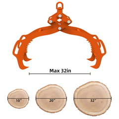 32in Log Lifting Tongs, 4-Claw Log Tongs, Heavy Duty Log Grapple, 3300 lbs Lifting Capacity, Swivel Log Graper Timber, Eagle Claw Design, Log Skidding Tongs for Trucks, Tractors, Forklifts