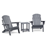 Folding Outdoor Adirondack Chair Set of 2 and Table Set,HDPE All-weather Folding Fire Pit Chair, Ergonomic Design Patio Lawn Chair for Outside Deck Garden Backyardf Balcony, Grey