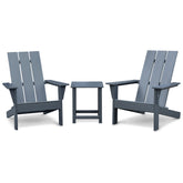 Outdoor Adirondack Chair Set of 2 and Table Set,HDPE All-weather Fire Pit Chair, Ergonomic Design Patio Lawn Chair for Outside Deck Garden Backyard Balcony, Grey