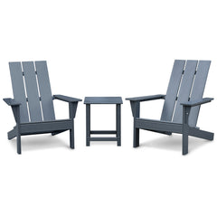 Outdoor Adirondack Chair Set of 2 and Table Set,HDPE All-weather Fire Pit Chair, Ergonomic Design Patio Lawn Chair for Outside Deck Garden Backyard Balcony, Grey