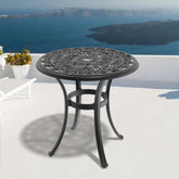 26.77-inch Cast Aluminum Patio Dining Table With Black Frame and Umbrella Hole