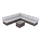 6-Person Wicker Outdoor Seating Group with Cushions, Fully Assembled