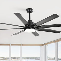 Modern 52-Inch Smart Ceiling Fan With Light,6 Wind Speed,With 8 Black ABS Blades,Voice Remote,Fan For Bedroom,Living Room,Patio,Kitchen