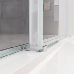 Frameless Double Sliding Shower Door 68"-72" W x 76" H , Shower Glass Door with 5/16" (8mm) Clear SGCC Tempered Glass, Explosion-Proof Film, Stainless Steel Hardware--Brushed Nickel