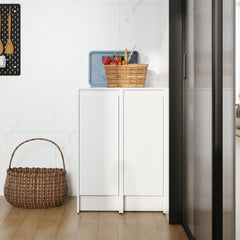 24" Freestanding Bathroom Storage Cabinet, Soft Close Doors, Glossy White, Plywood, KD-Packing, 12" x2 Combination (Suitable For Bathroom, Kitchen, Study Room, Bedroom, Etc)