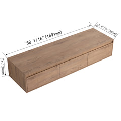 60" Bathroom Cabinet,Soft Close Drawer,Float Mounting Design (Only Vanity, Without Sink)