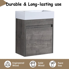 18'' Floating Wall-Mounted Bathroom Vanity with White Resin Sink & Soft-Close Cabinet Door