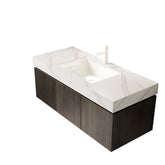 MURI 48" Bathroom Vanity&Sink, Floating Plywood Storage Cabinet with Drawer&Doors, Carrara White Sintered Stone Top&Ceramic Basin with 1 Pre-drilled Faucet Hole, Pre-assembled, Espresso Woodgrain