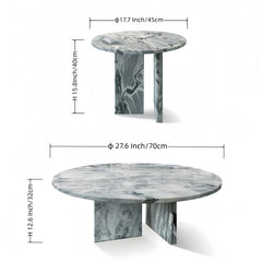 Blue Gray natural marble coffee table set, small table, living room table, natural stone, genuine marble, real marble