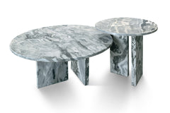 Blue Gray natural marble coffee table set, small table, living room table, natural stone, genuine marble, real marble