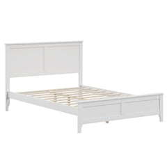 Modern White Solid Wood Full Platform Bed with Sturdy Wooden Slats Support,No Box Spring Needed (Old SKU:N701P301030K)