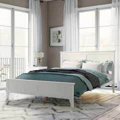 Modern White Solid Wood Full Platform Bed with Sturdy Wooden Slats Support,No Box Spring Needed (Old SKU:N701P301030K)