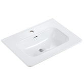 BB0424Y301, Integrated glossy white ceramic basin, drain and faucet not included