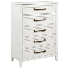 Inverness Distressed White 5-drawer Bedroom Chest