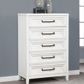 Inverness Distressed White 5-drawer Bedroom Chest