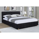 Modern Bedroom Queen Size Platform Bed, Soft Fleece Fabric Upholstered Low Profile Bed Frame, Black