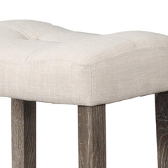 Counter Height Dining Stool Set of 2, Transitional Style Stool with Footrest Tufted Seat Kitchen Bar Stool, Oak